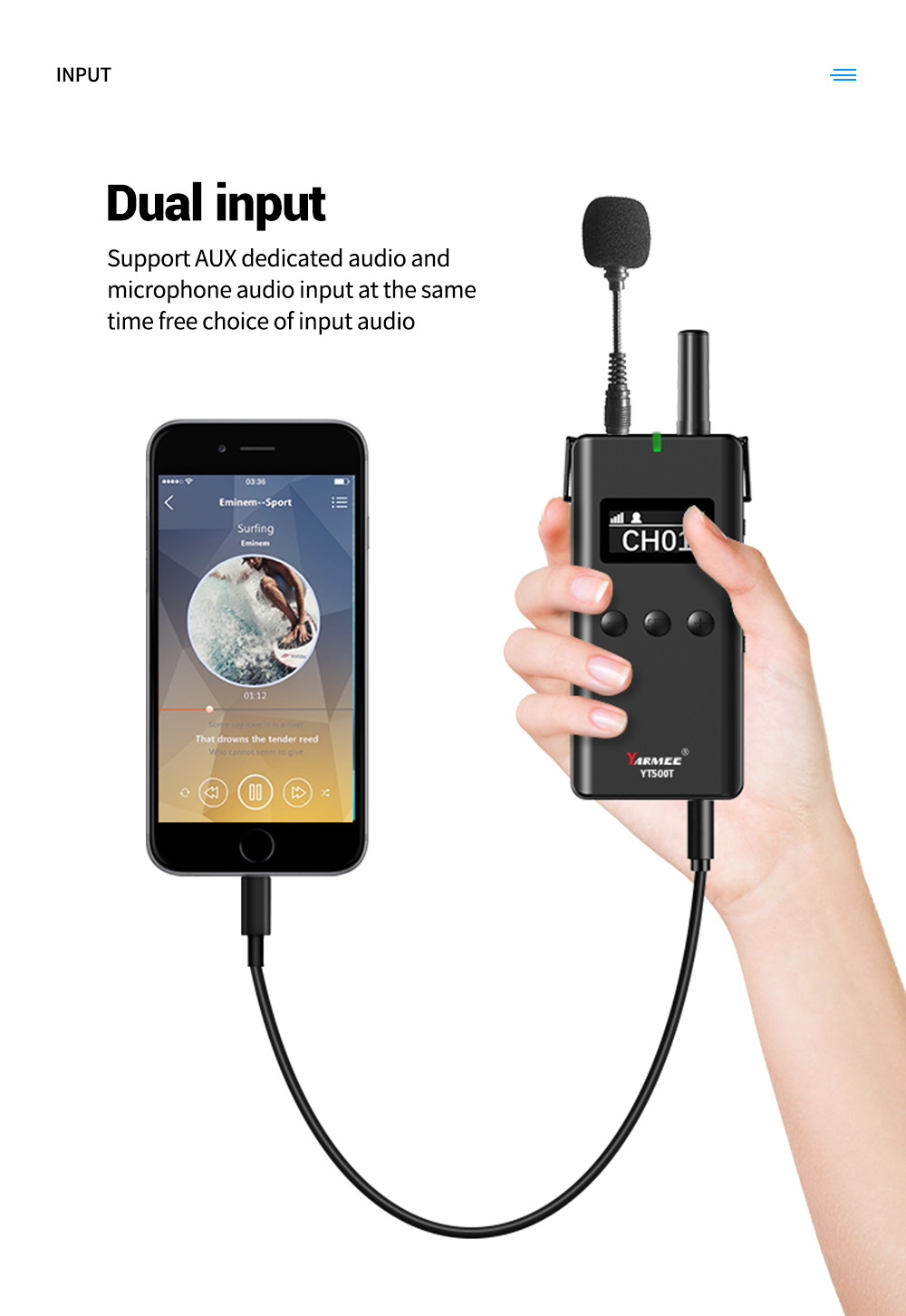 2.4G無線導游系統耳掛式接收器YT500